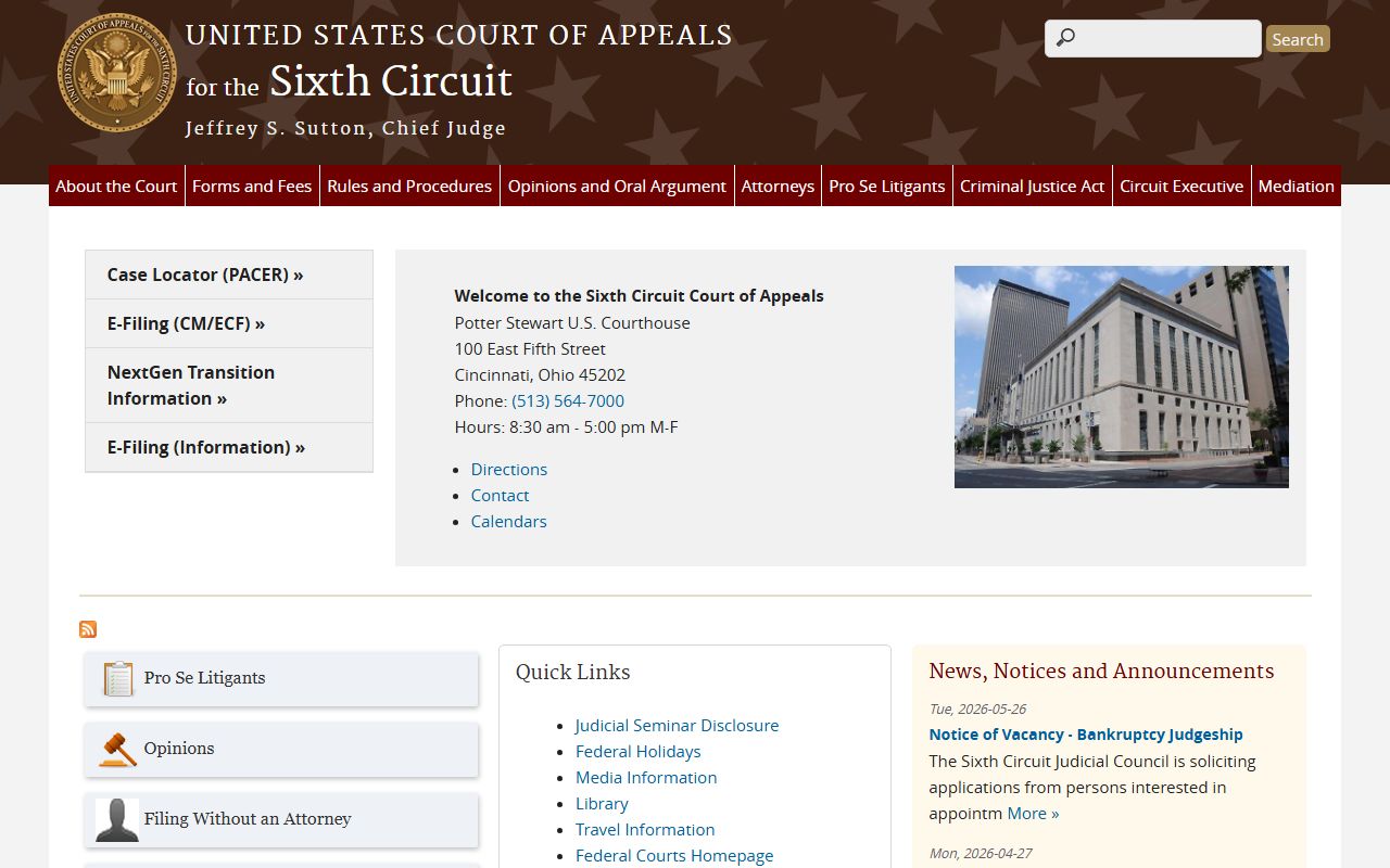 U.S. Court of Appeals for the Sixth Circuit, the federal appellate court for Williamson County