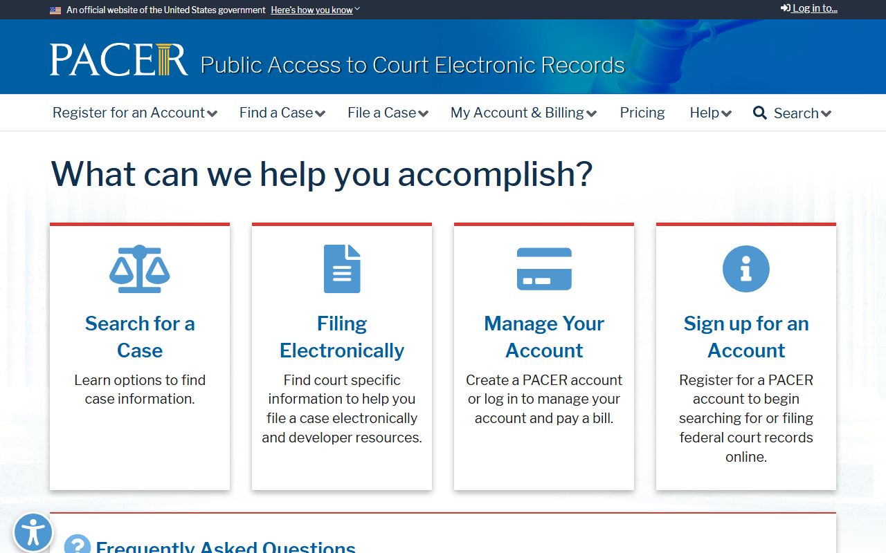 PACER registration and federal case access referenced for Williamson County federal questions