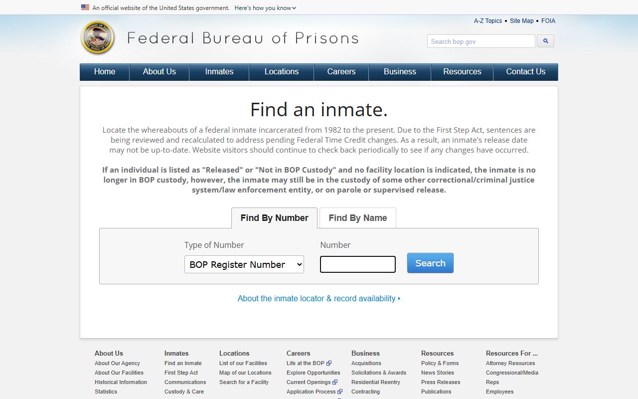 Federal Bureau of Prisons inmate locator for Williamson County context