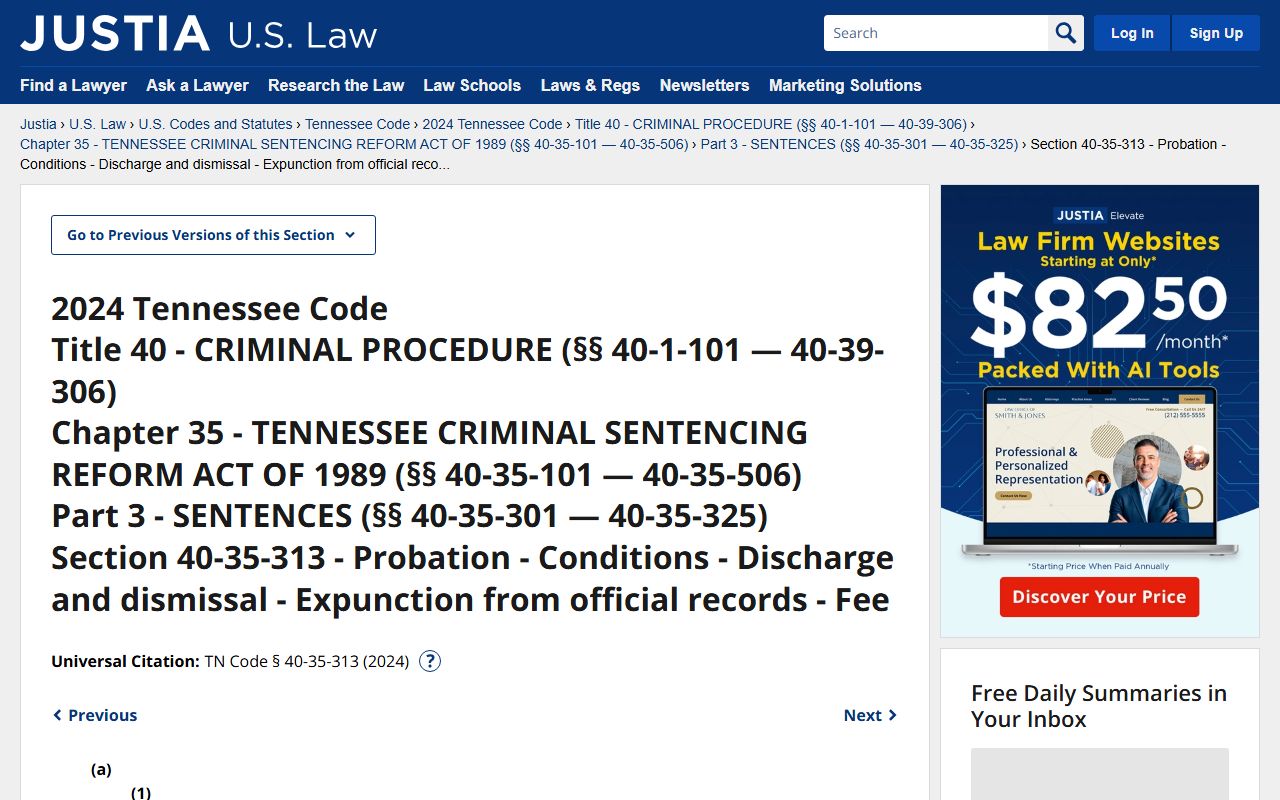 Tennessee judicial diversion statute relevant to Williamson County warrants